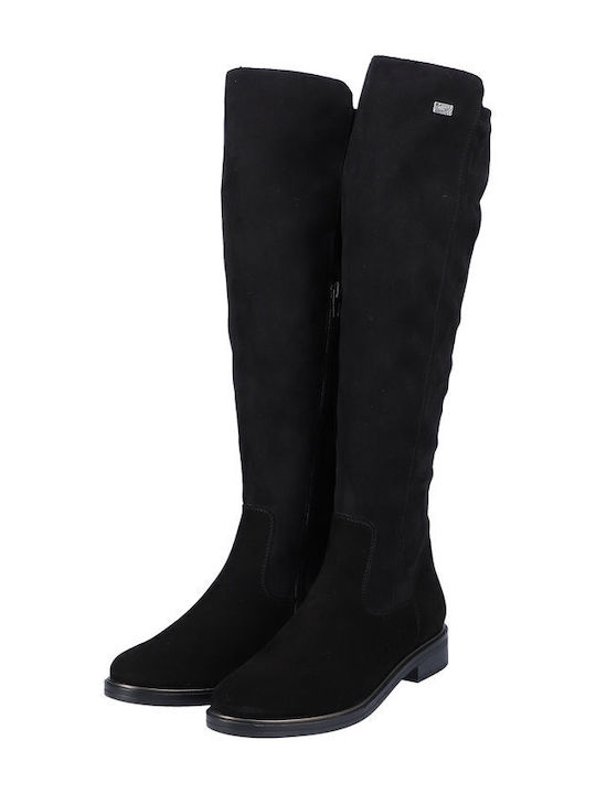 Leder Damenstiefel mit Pelz Schwarz