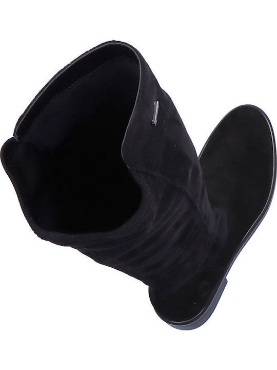Leder Damenstiefel mit Pelz Schwarz