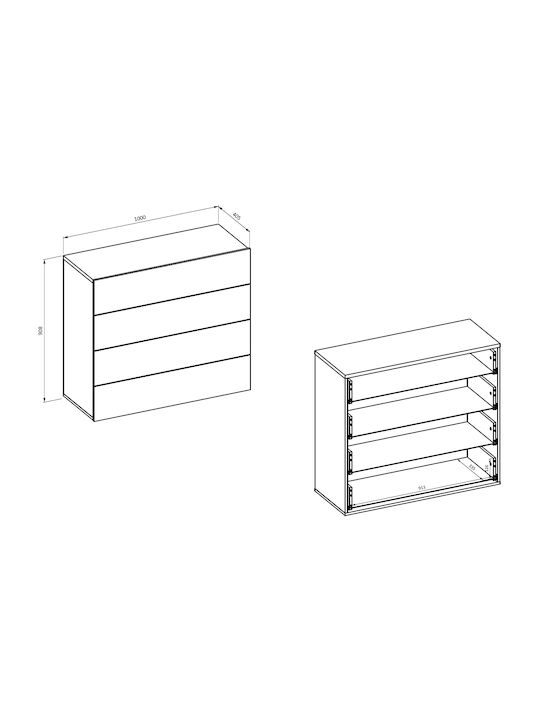 Shizen Wooden Chest of Drawers Black 100x40.5x91cm