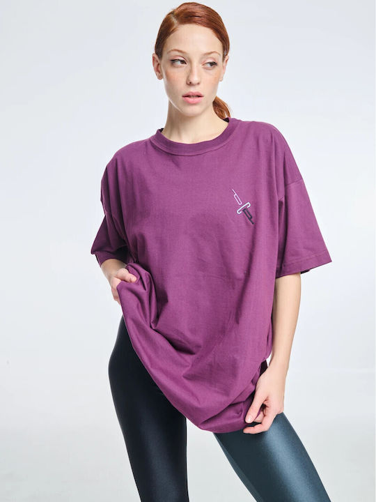 PCP Women's Blouse Cotton Short Sleeve Aubergine