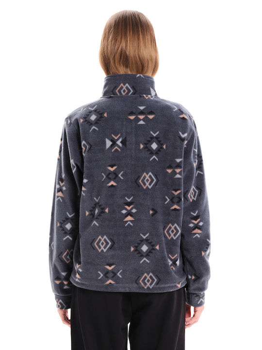 Χειμερινή Γυναικεία Fleece Μπλούζα με Φερμουάρ Γκρι