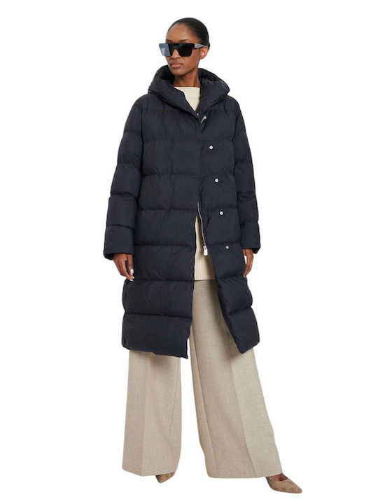 Pinko Women's Long Puffer Jacket for Winter Blue