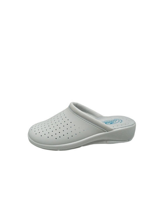 Max Relax Men's Leather Clogs White