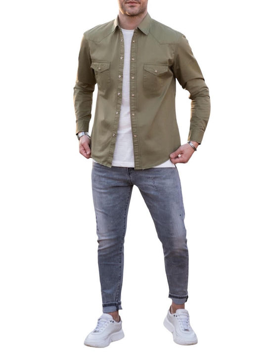 Bread and Buttons Men's Shirt Denim Khaki