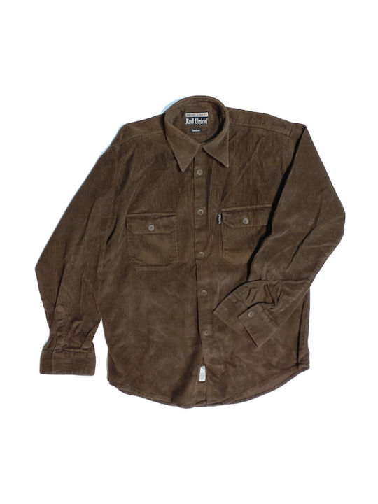 Red Union Men's Shirt Long Sleeve Corduroy Brown