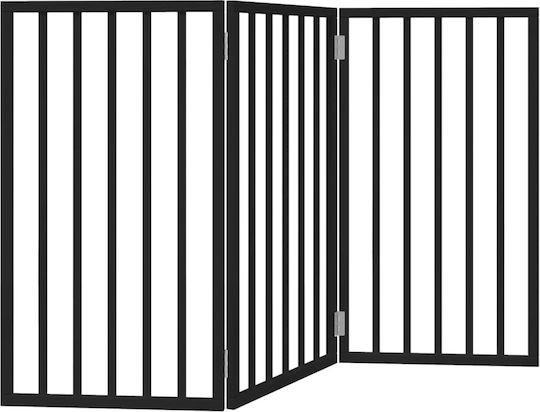 Poartă pliabilă pentru câini 3 panouri negru 150 cm lemn de plop negru 50 x 90 x 2 cm