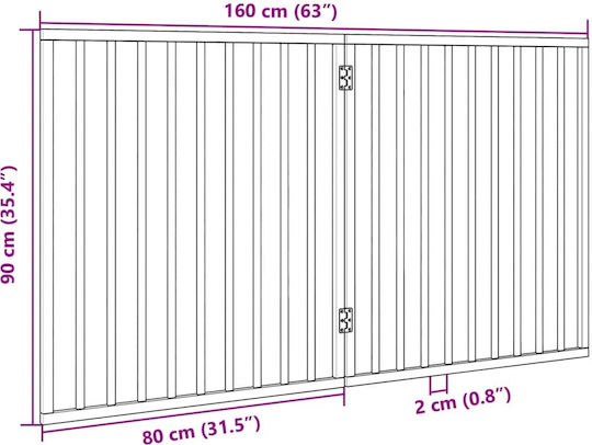Poartă pliabilă pentru câini 2 panouri maro 160 cm lemn de plop maro 80 x 90 x 2 cm