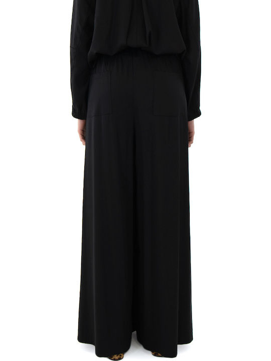 Damen Hoch tailliert Stoff Hose Schwarz