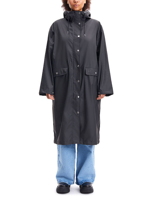 Samsoe Samsoe Women's Long Coat with Buttons and Hood Black