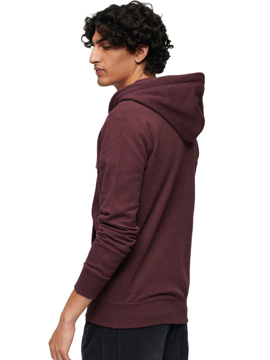 Superdry Men's Sweatshirt Jacket with Hood and Pockets Burgundy