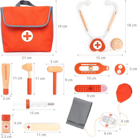 UMU Toys Παιδικό Ιατρικό Σετ από Ξύλο για 3+ Ετών 14τμχ