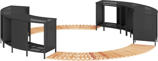 Jacuzzi Frame Black Synthetic Rattan + Solid Acacia Wood Black 3270640