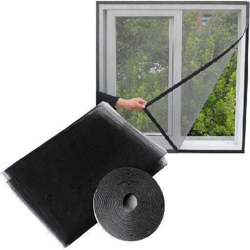 Moskitonetz Fenster mit Klebeband mit Magnetverschluss Schwarzes 180x150cm