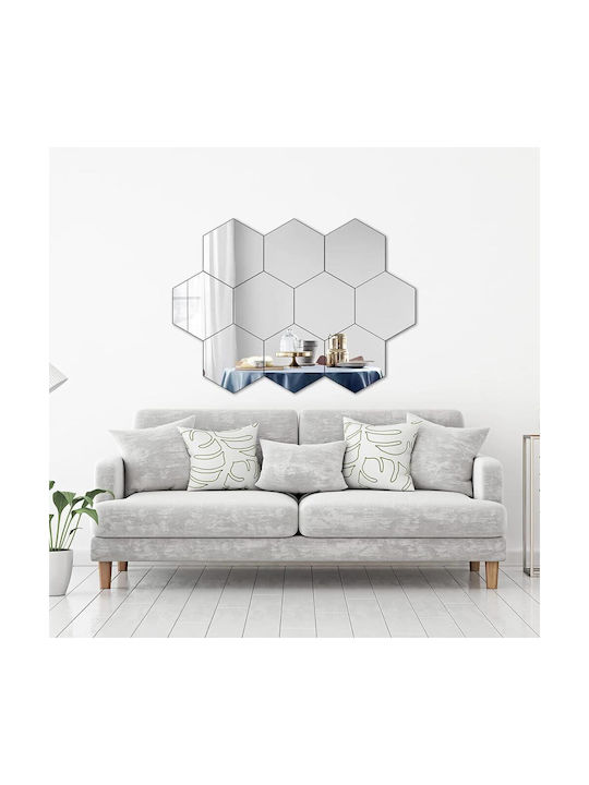 Hexagonal Wall Mirror with Plastic Frame 15.5x17.5cm