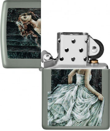 Zippo Victoria Windproof Lighter Flame in Green Color