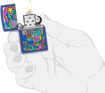 Zippo Abstract Stars Ветроустойчив Запалка с Пламък в Син Цвят