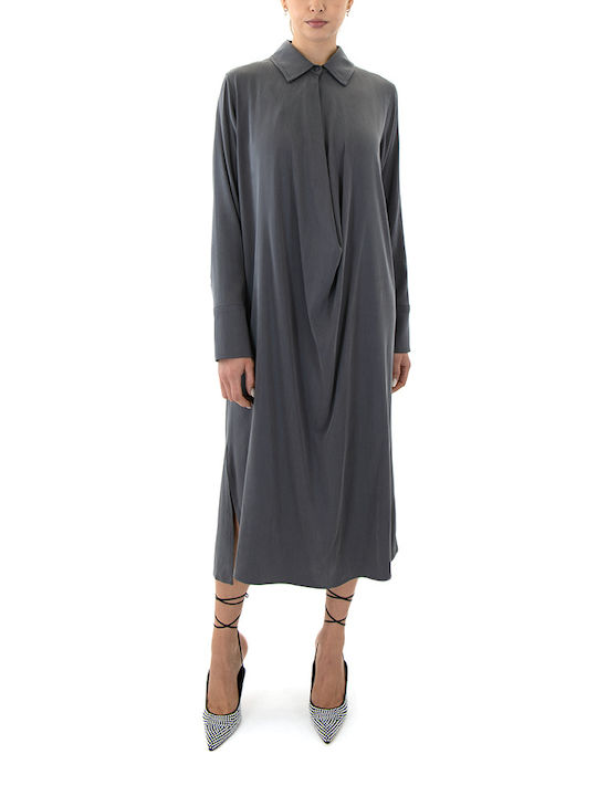 Zoya Midi Shirt Dress Dress Grey