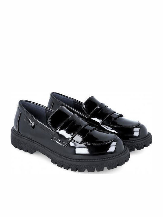 Girls Patent Leather Slip-On Moccasins Black