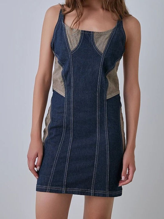 Rochie Mini Din Denim Albastru Închis