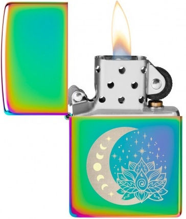 Zippo Spiritual Moon Stars Brichetă Rezistentă La Vânt Cu Flacără Multicoloră