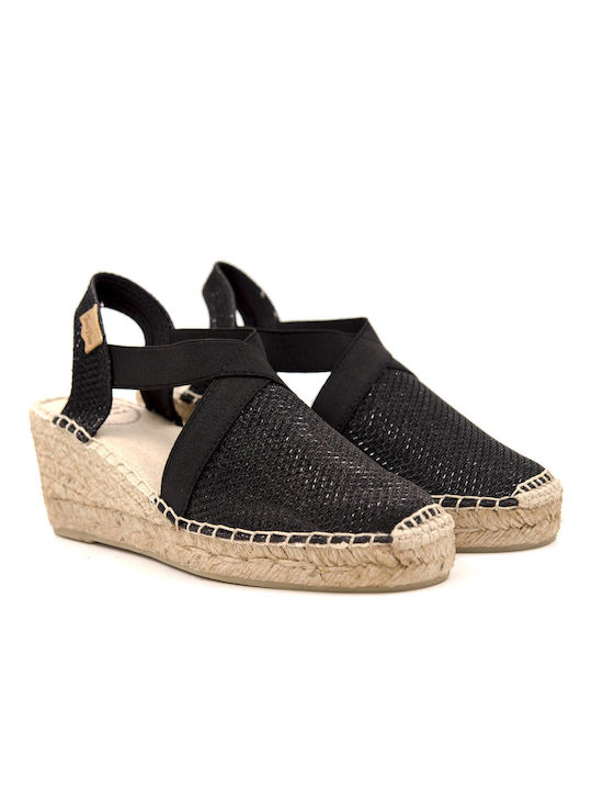 Triton Platforme dama în stil espadrile Negre