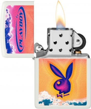 Zippo Playboy Winddicht Feuerzeug Flamme in Weiß Farbe