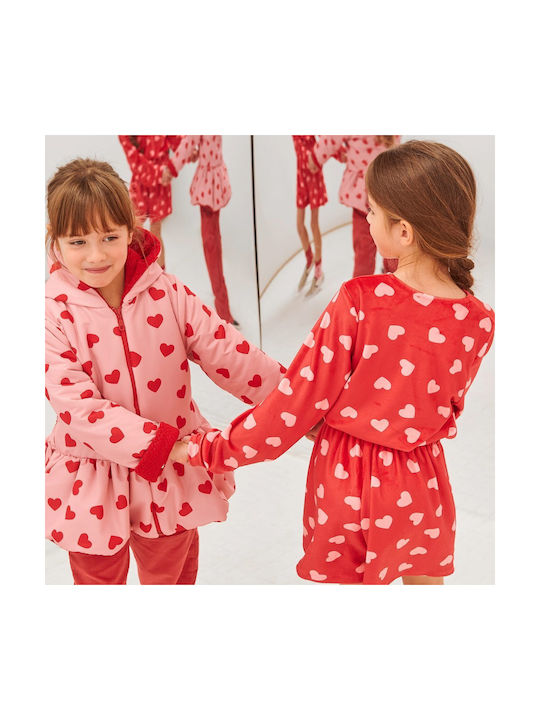 Two In A Castle Kids Coat Double Sided with Hood Red