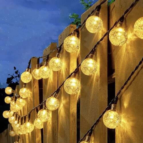 Ghirlandă cu Panou Solar Ubx 12 M Alb Cald Impermeabil Ip44 8 Moduri de Iluminare
