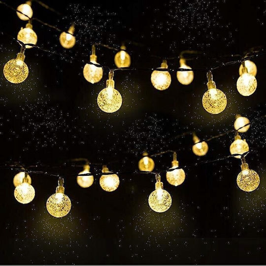 Ghirlandă cu Panou Solar Ubx 12 M Alb Cald Impermeabil Ip44 8 Moduri de Iluminare