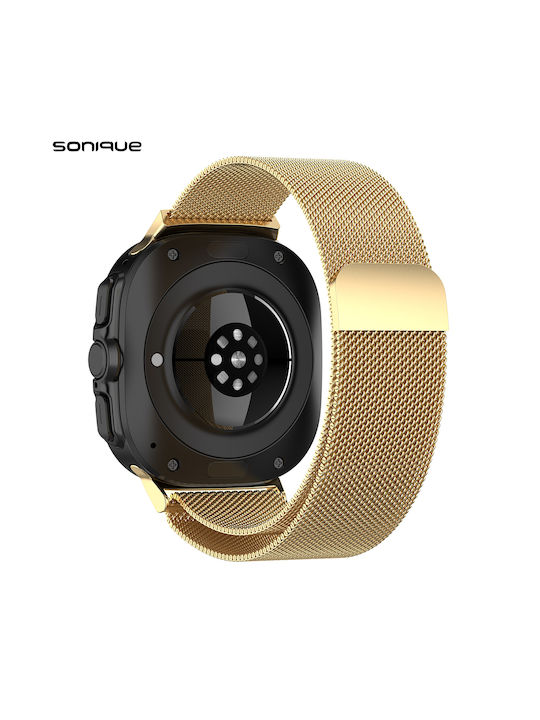 Stainless Steel Milanese Classic Sonique Strap for Samsung Galaxy Watch 7 Ultra 47mm Gold 5210312045223