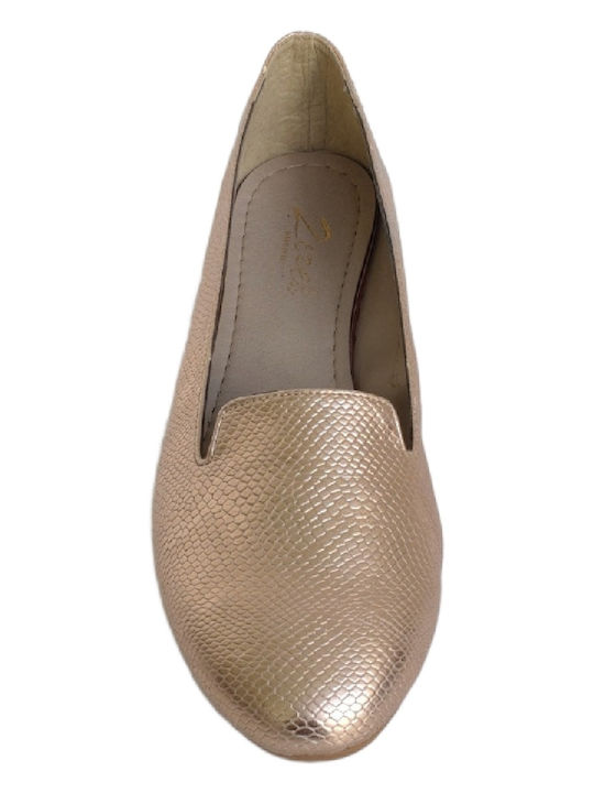 Lederne Damen Ballerinas in Gold Farbe