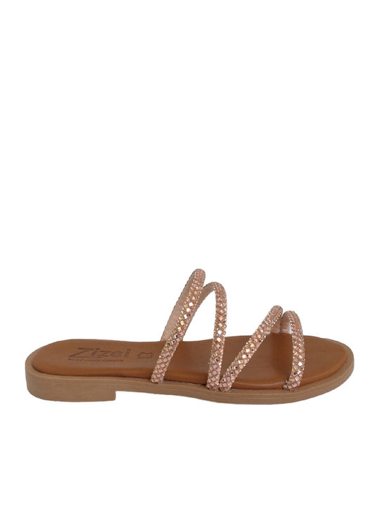 Women's Flat Sandals in Gold Color