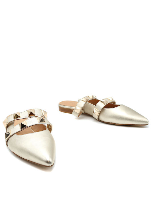 She Collection Chunky Heel Mules Gold