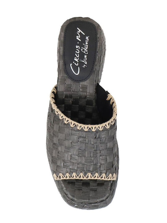 Mules with Chunky High Heel in Black Color