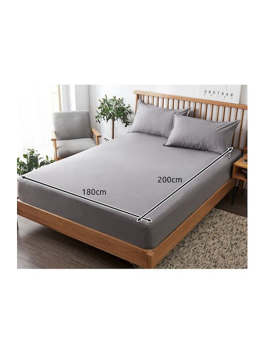 Чаршаф King Size с Ластик 180x200+20см. Сив