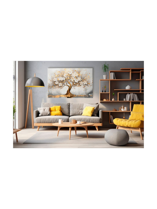 Canvas Wall Painting Living Room Golden Tree of Happiness 80x120
