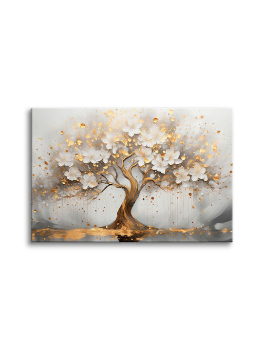 Canvas Wall Painting Living Room Golden Tree of Happiness 80x120