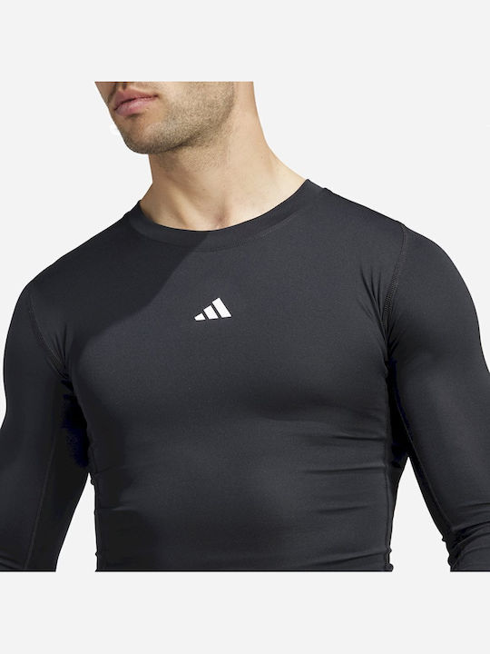 adidas Techfit Ανδρική Ισοθερμική Μακρυμάνικη Μπλούζα Compression Μαύρη