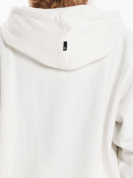 Long Women's Sweatshirt Jacket Hooded White