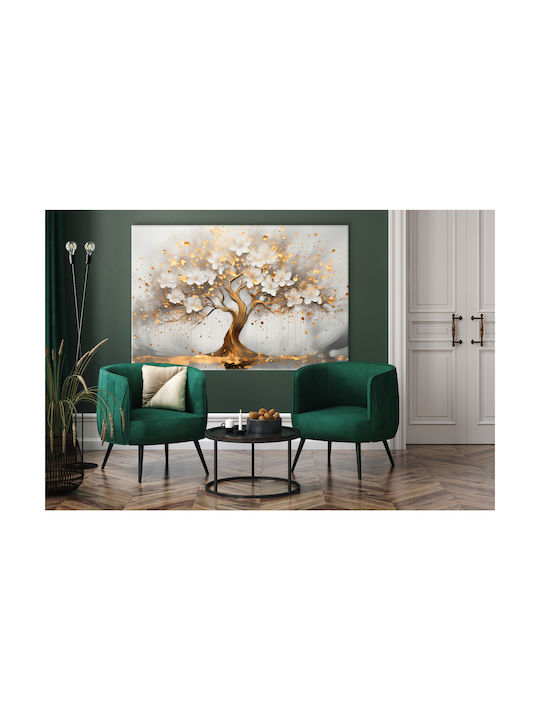 Canvas Wall Painting Living Room Golden Tree of Happiness 80x120