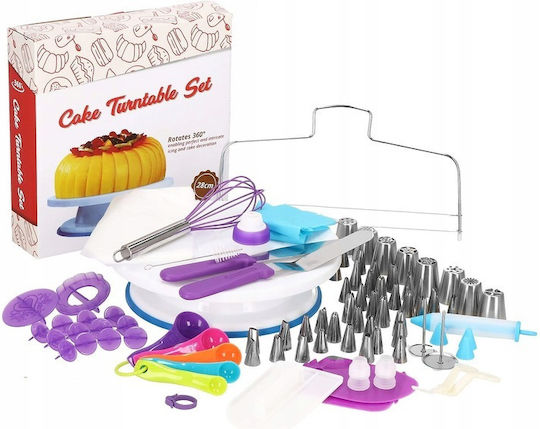 Set de Patiserie Platou Rotativ 137 Piese Șabloane Decorare Torturi