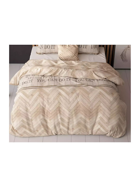 Sleeptime Bettbezug-Set Übergröße mit 2 Kissenbezügen 240x220 Beige