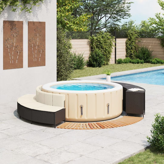 Cadru Jacuzzi Negru Ratan Sintetic + Lemn Masiv de Acacia Negru 3270644