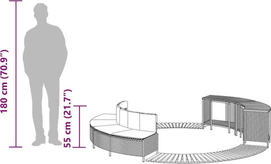 Cadru Jacuzzi Negru Ratan Sintetic + Lemn Masiv de Acacia Negru 3270644