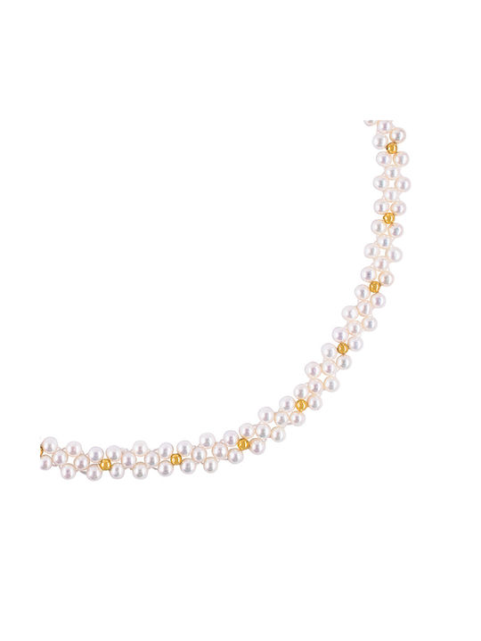 Necklace K14 Gold Beads White Pearls F125629