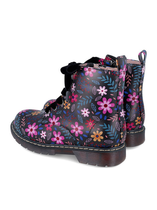 Lederne Kinderstiefel mit Schnürsenkeln Schwarz