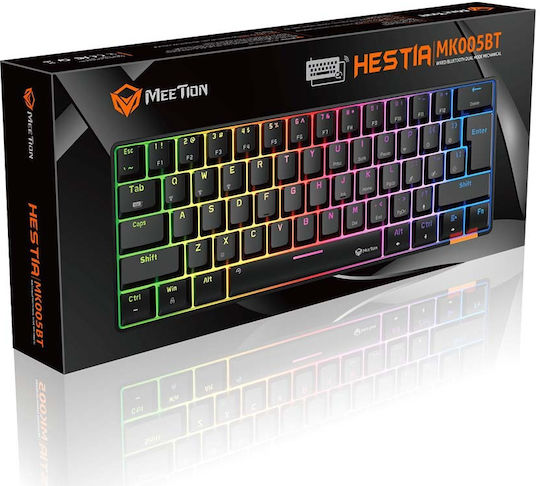 Meetion MK005BT Wireless Gaming Mechanical Keyboard 60% with Outemu Blue switches and RGB lighting (English US)
