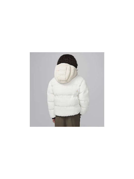 Jordan Kids Quilted Jacket with Hood White