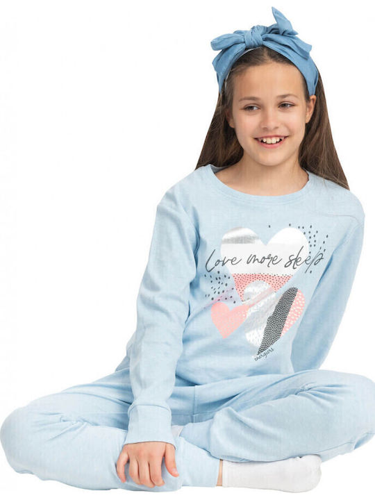 Energiers Παιδική Πιτζάμα Χειμωνιάτικη Σιέλ Love More Sleep