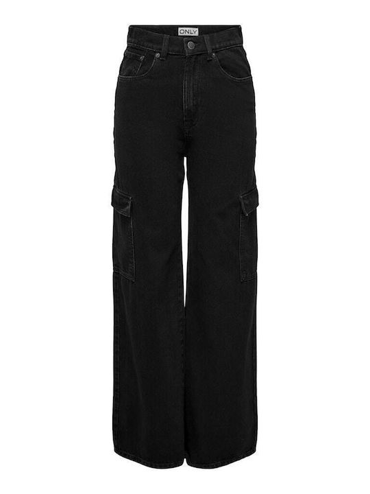 Only Women's Jean Trousers in Wide Line Black